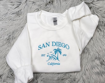 San Diego Embroidered Crewneck - San Diego Surfing California - Embroidered Gifts - T-Shirt - Sweatshirt - Hoodie
