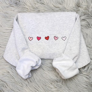 Embroidered Hearts Design Sweatshirt - Valentine's Day Shirt, Mini Hearts Crewneck or Hooded Sweatshirt