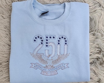 USA 250 Embroidered Crewneck, Patriotic Eagle Shirt, Fourth of July Outfit