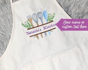 Personalized Embroidered Apron - Custom Name Apron - Cute Embroidered Apron Gift - Your Text Here Custom Embroidery