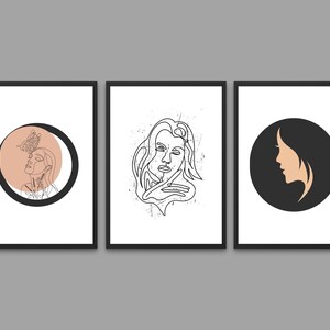 Set of 3 Wall Art, Woman line art, Woman line drawing, Female body art, Female line art,  Digital Art, Female Poster,  Minimalist wall Art