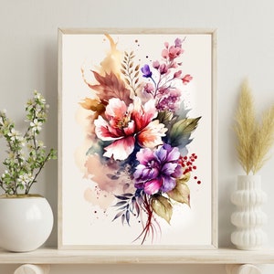 Watercolor Botanical Print, Floral Printable Art, Gallery Wall Art, Wild Flower Art, Floral Art, Modern Home Decor, Farmhouse Art