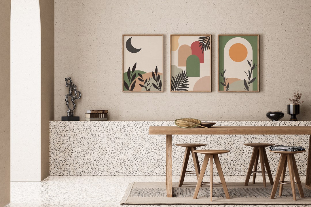 Boho Art Prints Set of 3, Modern Wall Art, Modern Wall Decor, Neutral ...