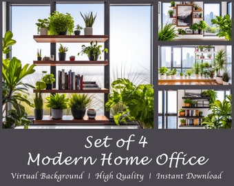 Modern Home Office Virtual Background Bundle - Set of 4