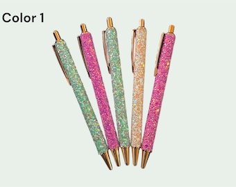 Glitter Pens Set | Shimmering Ballpoint Pens, Stationery Gift