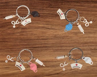 SHTALHST Nurse Keychain - Stainless Steel Inspirational Gift With Stethoscope & Mask Charm, White - View #10