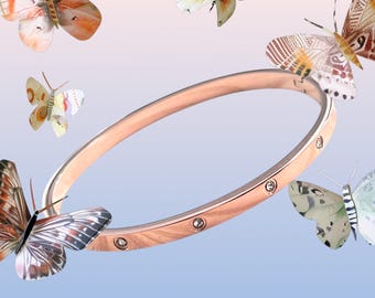 Rose Gold Bangle Bracelet | Minimalist Screw Bracelet | Luxury Cuff Bracelet | Stackable Jewelry | Gift for Women
