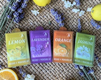 Deluxe 4 Step Pedicure Kit – Lemon, Lavender, Orange, Jasmine Spa Foot Care