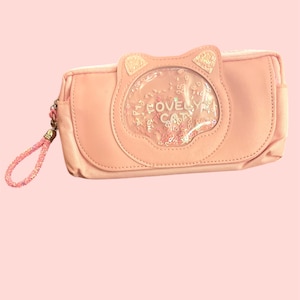 Expandable Cat Pencil Case: Large Pink Stationery Pouch