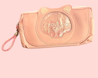 Expandable Cat Pencil Case: Large Pink Stationery Pouch