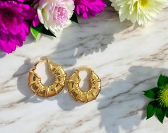 Gold Hoop Earrings – Chunky Retro Hoops, Bold Statement Jewelry, Vintage-Inspired Everyday Earrings, 3 Styles