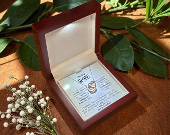 Mahogany Jewelry Box With LED Light | Necklace with Display Case and card