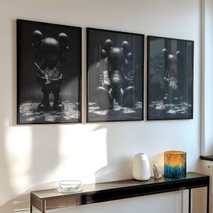 Hypebeast Toys Poster Set von 3, Hypebeast Figur druckbare Wandkunst, minimalistisches Hypebeast Dekor, Geschenk für Freund, Art Deco