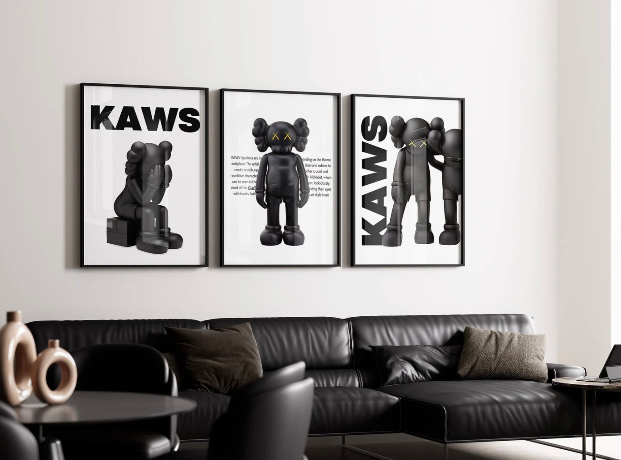 Kaws Poster Set, Hypebeast Toys Poster Set of 3, Figure Printable Wall ...