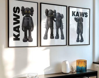Hypebeast Toys Style Poster, Pop Art Figure Wall Art, Graffiti Style Cartoon Print, Street wear Inspired Digital Home Wall Decor,Blackwhite