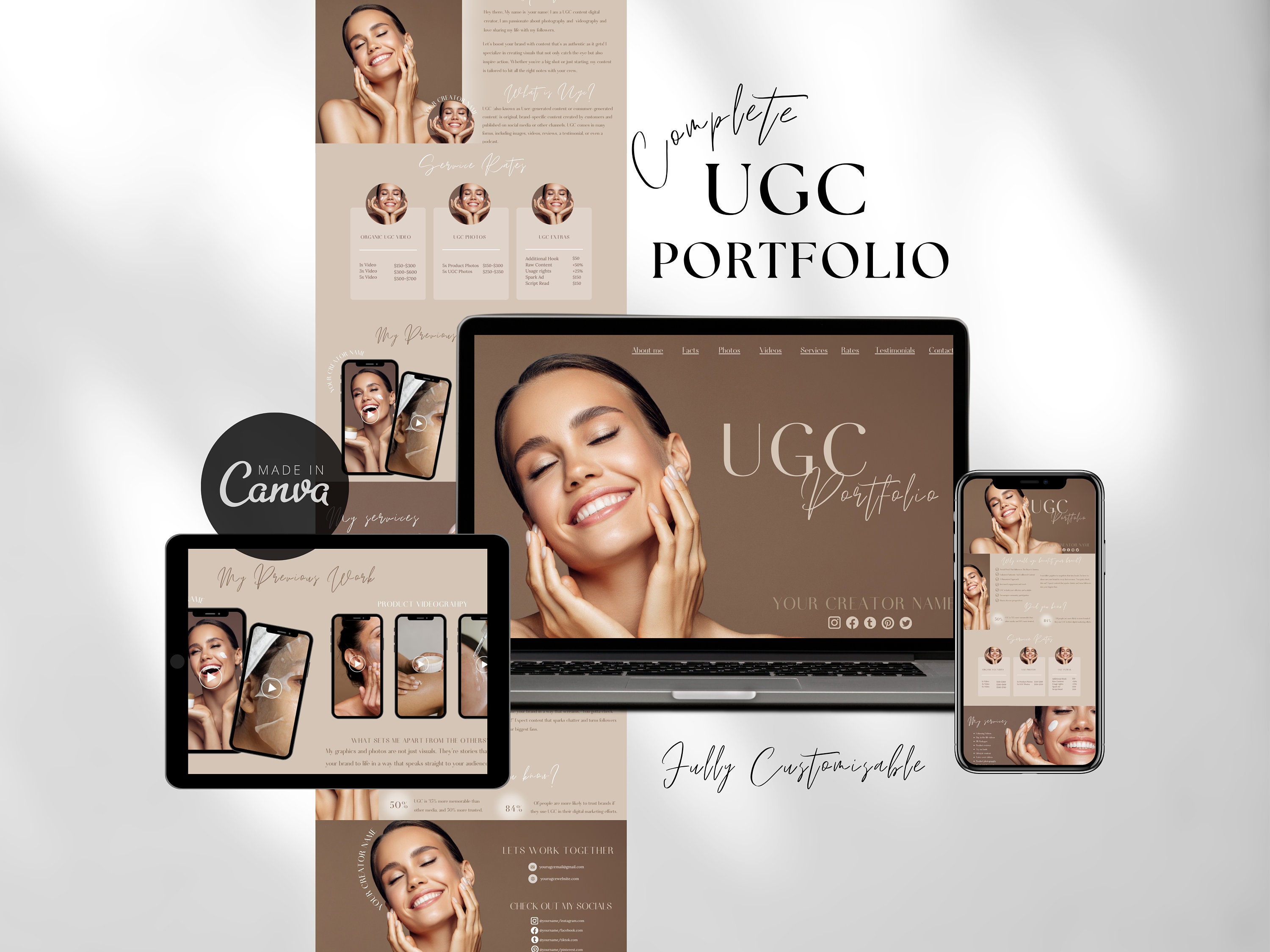 Canva UGC Portfolio Template Creator Landing Page (digital Download