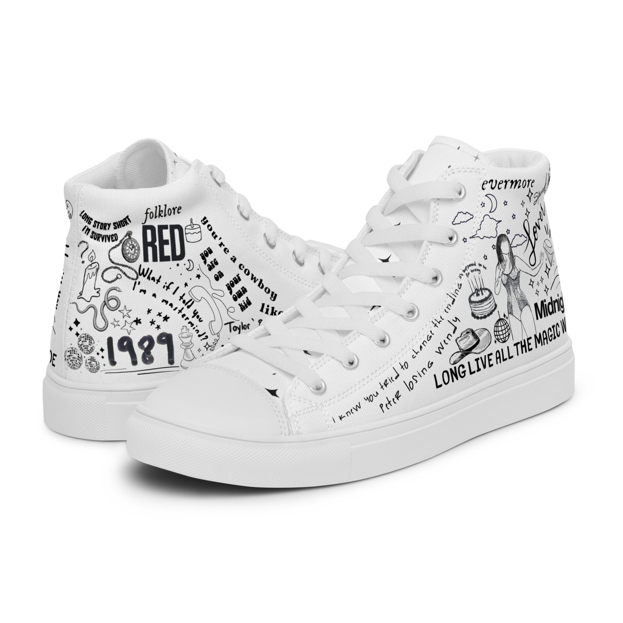 Taylor Inspired High Top Canvas Shoes, Eras Tour Shoes Etsy