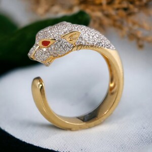 Panther Diamond Ring, Panther Ring For Women, Micro Pave Set Diamond & Moissanite Ring, Diamond Leopard Ring ,Girls jaguar Ring