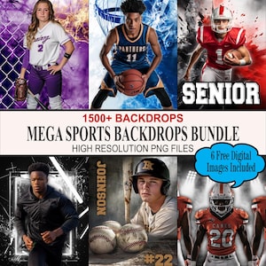 1500+ Mega Sports Photography Backdrop Bundle, PNG, Senior Night (Digital Download), Football, Baseball, Volleyball, Basketball Backgrounds