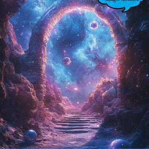 Fantasy Cosmic Portal Digital Background, Celestial Galaxy Backdrop for Photography, Mystical Universe Digital Art, Space Themed