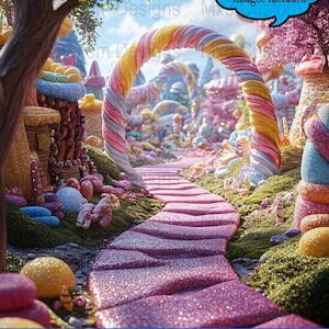 Magical Candyland Digital Background, Whimsical Candy-Themed Backdrop, Fantasy Sweet Adventure Backdrop, Digital Download
