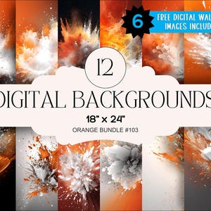 12 Orange Digital Backgrounds - 18x24 inch High Resolution Digital Download PNG- Athlete Sports Poster Senior Banner Design Backdrop Website