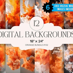 12 Orange Digital Backgrounds - 18x24 inch High Resolution Digital Download PNG- Athlete Sports Poster Senior Banner Design Backdrop Website