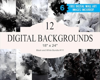 12 Black White Digital Backgrounds - 18x24 inch High Resolution Digital Download PNG- Athlete Sports Poster Senior Banner Design Backdrop