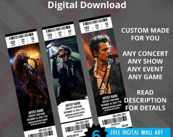 コンサートカスタムチケット、カスタマイズされたデジタルイベントチケット、パーソナライズされたコンサートチケット、イベントカスタムチケット、ショーチケット、スポーツチケット