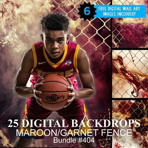 Peut inclure: 25 fonds d'écran numériques représentant une clôture en treillis métallique de couleur marron et grenat. Les fonds d'écran sont parfaits pour la photographie sportive, en particulier le basketball.