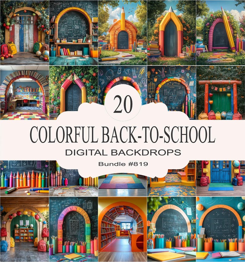 Learning Backdrops Back to School Digital Backdrops, 20 Classroom Backdrops for Teachers ...