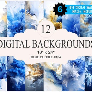 12 Blue Digital Backgrounds - 18x24 inch High Resolution Digital Download PNG- Athlete Sports Poster Senior Banner Design Backdrop Website