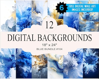 12 Blue Digital Backgrounds - 18x24 inch High Resolution Digital Download PNG- Athlete Sports Poster Senior Banner Design Backdrop Website