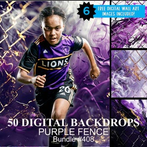 50 Purple Fence Sport Backdrops Bundle Athlete Team Poster Senior Banner Background Baseball Softball Football Gym Season Photoshop Graphics