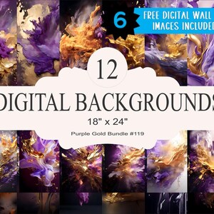 12 Purple & Gold Digital Backgrounds - 18x24 inch High Resolution Digital Download PNG- Athlete Sports Poster Senior Banner Design Backdrop