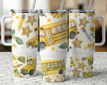 School Bus Driver Appreciation Tumbler Wrap Png, Back to School 40oz Skinny Sublimation Design, School Bus Driver Tumbler Sublimation Design