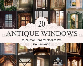 Antique Windows digital photography backdrops bundle, digital backdrops, photography backgrounds, vintage window scenes images