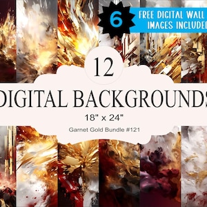 12 Garnet & Gold Digital Backgrounds - 18x24 inch High Resolution Digital Download PNG- Athlete Sports Poster Senior Banner Design Backdrop