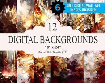 12 Garnet & Gold Digital Backgrounds - 18x24 inch High Resolution Digital Download PNG- Athlete Sports Poster Senior Banner Design Backdrop