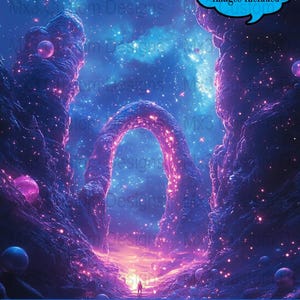 Galaxy Cosmic Digital Art Poster, Futuristic Sci Fi Background, Astral Landscape Print, Surreal Space Scene, Psychedelic Wall Art