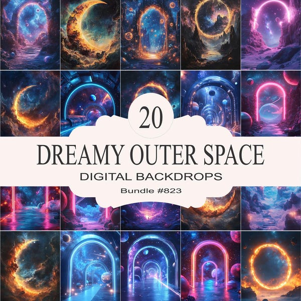 Outer space digital backdrops, dreamy galaxy backgrounds bundle, cosmic photography backdrops, space themed designs, 20 pack bundle