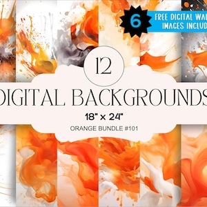 12 Orange Digital Backgrounds - 18x24 inch High Resolution Digital Download PNG- Athlete Sports Poster Senior Banner Design Backdrop Website