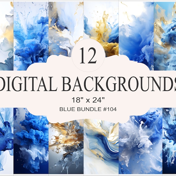 12 Blue Digital Backgrounds - 18x24 inch High Resolution Digital Download PNG- Athlete Sports Poster Senior Banner Design Backdrop Website