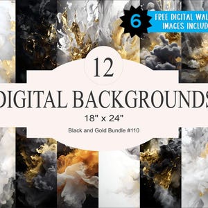 12 枚のブラック ゴールド デジタル背景 - 18 x 24 インチ高解像度デジタル PNG ダウンロード - アスリート スポーツ ポスター シニア バナー デザイン 背景