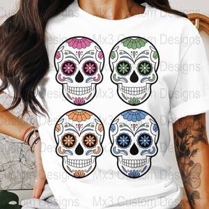 Sugar Skull Clipart Set, Day of the Dead Digital Download, Colorful Skull Art, Instant Download for Craft Projects, Printable Skulls