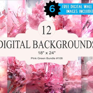 12 Pink Digital Backgrounds - 18x24 inch High Resolution Digital Download PNG- Athlete Sports Poster Senior Banner Design Backdrop Website