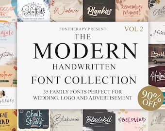 35 MODERN Handwritten Font Collection, Wedding Font, , Wedding Invitations , Modern Font, Display Font, Cricut Font Script, Font Bundle