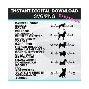 23 Dog Heart Beat Love, Dog Love Tshirt, Heartbeat SVG Bundle, Dog svg, Cricut Cut File, Svg Cutting file - Instant Digital Download