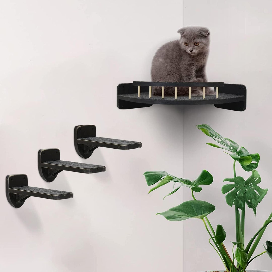 Cat Shelf With 3 Steps, Corner Cat Shelf, Cat Shelf for Wall, Wall