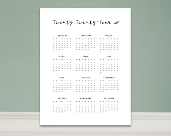 2024 Calendar Year at a glance. 2024 Calendar Printable. 2024 Calendar Minimalist. Yearly Calendar. 2024 Calendar Printable A4. US Letter